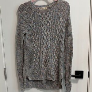 Multicolor Speckled Cable Knit Sweater